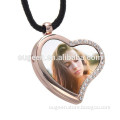 gold charm rhinestone heart shap photo pendant